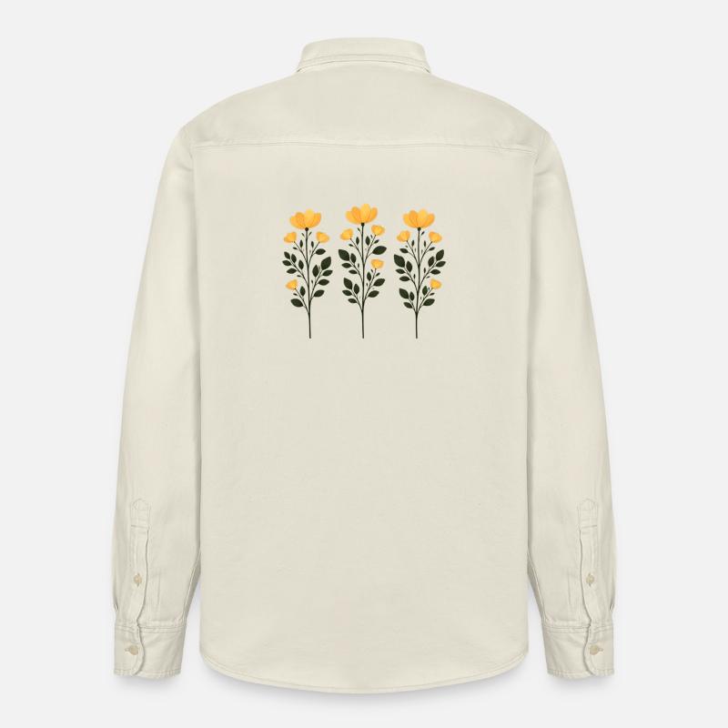 Trois Branches de Fleurs Dorées - Chemise unisexe coupe décontractée bio Stanley/Stella - écru doux