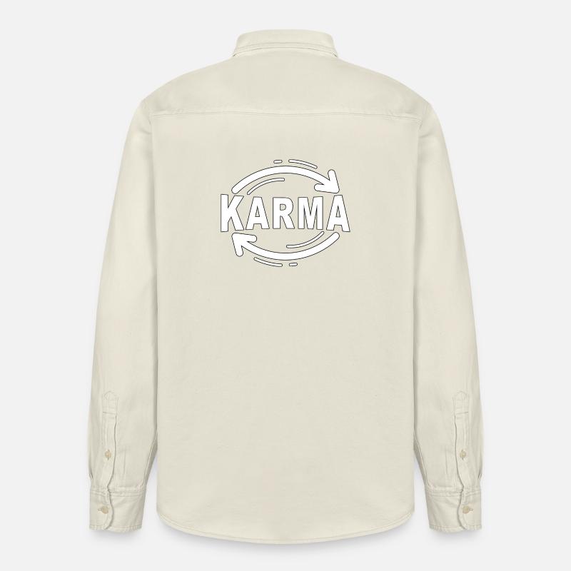 Karma - Minimalist Statement Design - Relaxed Fit Unisex Organic Shirt by Stanley/Stella - soft Ecru