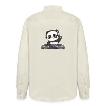 Panda DJ Music Disco Techno Electronic Dance Music - Relaxed Fit Unisex Organic Shirt by Stanley/Stella - soft Ecru - Back - AI Model Male 178 light (178cm)