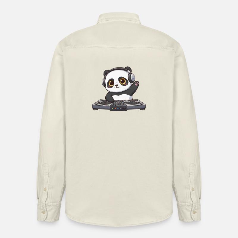 Panda DJ Musique Disco Techno Musique électronique de danse - Chemise unisexe coupe décontractée bio Stanley/Stella - écru doux