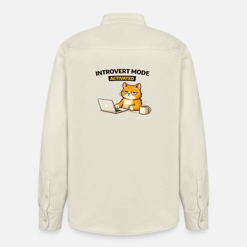 Chat activé en mode introverti - Chemise unisexe coupe décontractée bio Stanley/Stella - écru doux
