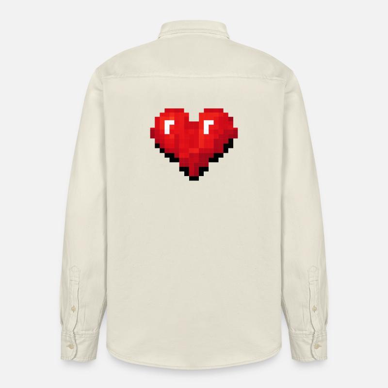 Retro Pixel Heart Videospiel - Relaxed Fit Unisex Organic Hemd von Stanley/Stella - Natur