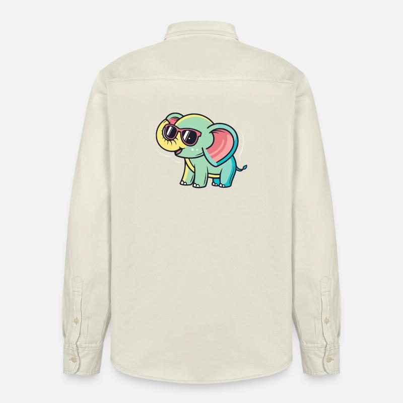 Éléphant pastel à lunettes - Chemise unisexe coupe décontractée bio Stanley/Stella - écru doux