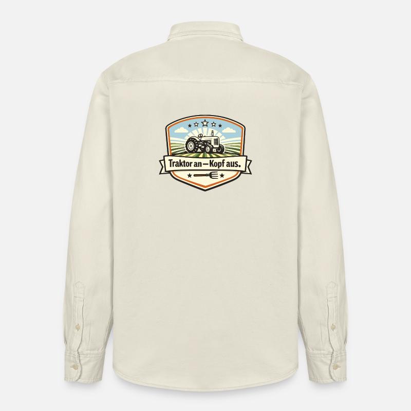 Traktor Patch Kopf Aus - Relaxed Fit Unisex Organic Hemd von Stanley/Stella - Natur