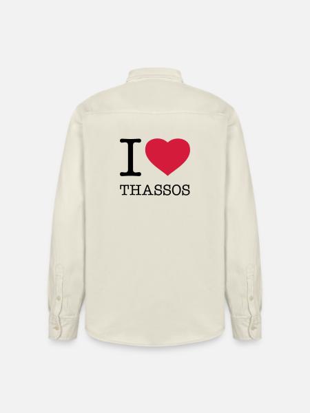 I LOVE THASSOS - Relaxed Fit Unisex Organic Shirt by Stanley/Stella - soft Ecru