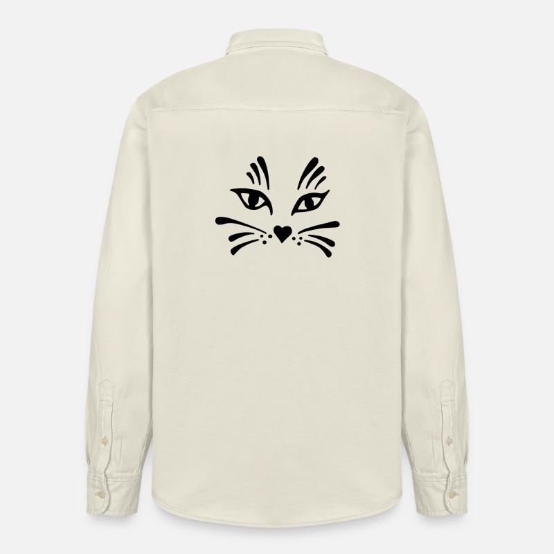 tête de chat simplifiée - Chemise unisexe coupe décontractée bio Stanley/Stella - écru doux