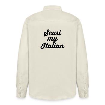 Italy Italian language Italian - Relaxed Fit Unisex Organic Shirt by Stanley/Stella - soft Ecru - Back - AI Model Male 178 light (178cm)