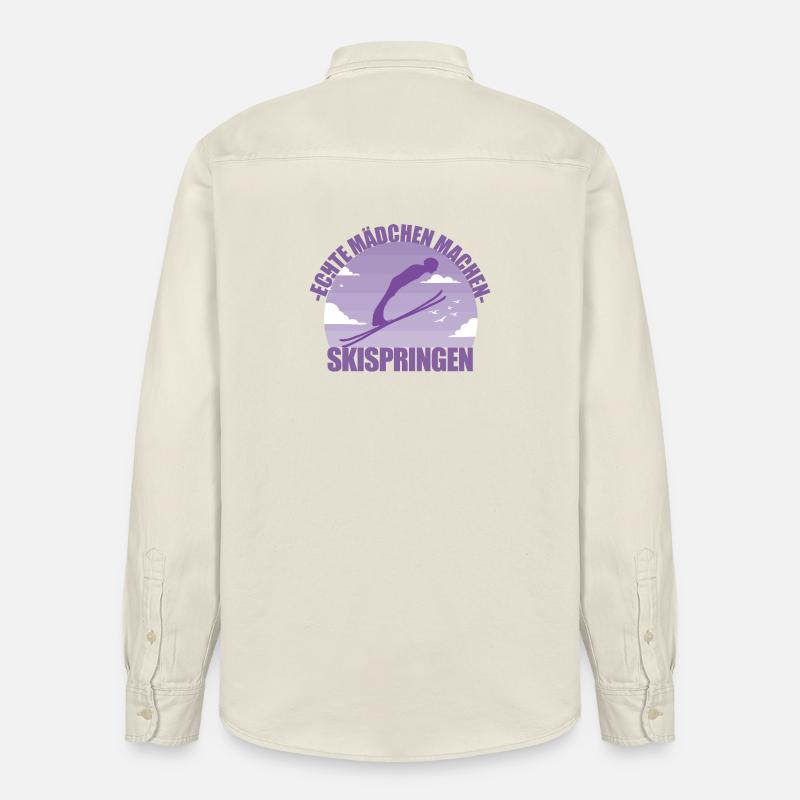 Skispringen Skispringerin Mädchen Geschenk - Relaxed Fit Unisex Organic Hemd von Stanley/Stella - Natur
