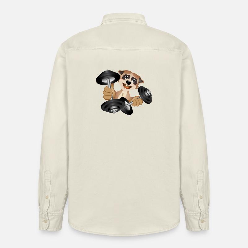 Bodybuilder Erdmännchen mit Hanteln beim Training - Relaxed Fit Unisex Organic Hemd von Stanley/Stella - Natur