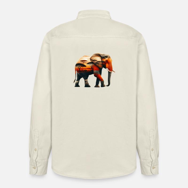 Elefant - Relaxed Fit Unisex Organic Hemd von Stanley/Stella - Natur