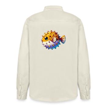 Kugelfisch - Relaxed Fit Unisex Organic Hemd von Stanley/Stella - Natur - Hinten - AI Model Male 178 light (178cm)