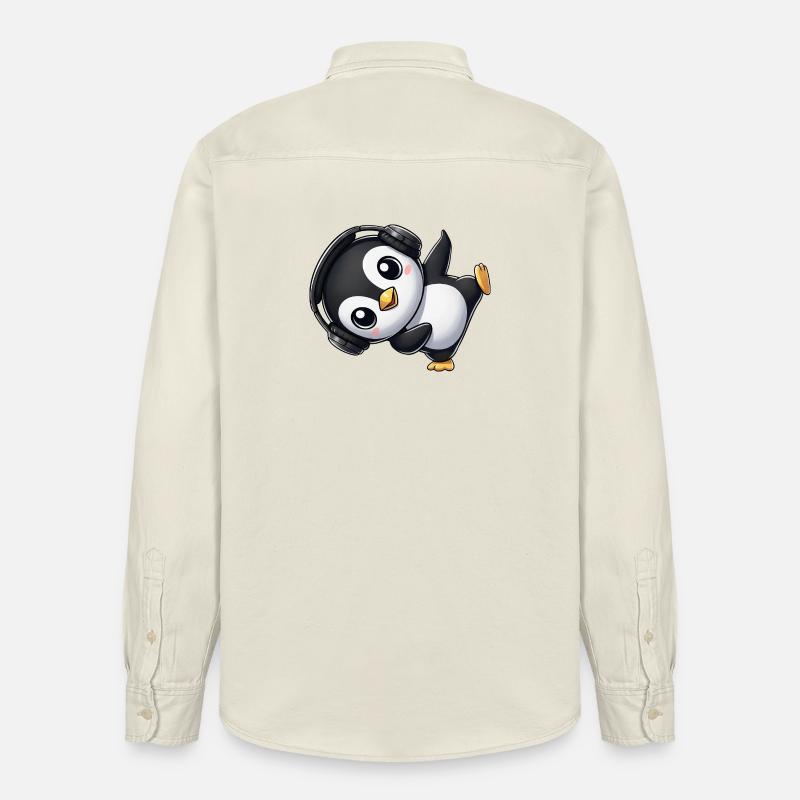 Lustiger Pinguin tanzt Breakdance mit Kopfhörer - Relaxed Fit Unisex Organic Hemd von Stanley/Stella - Natur