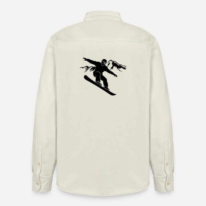 Snowboarder Schattenbild mit Bergpanorama - Relaxed Fit Unisex Organic Hemd von Stanley/Stella - Natur