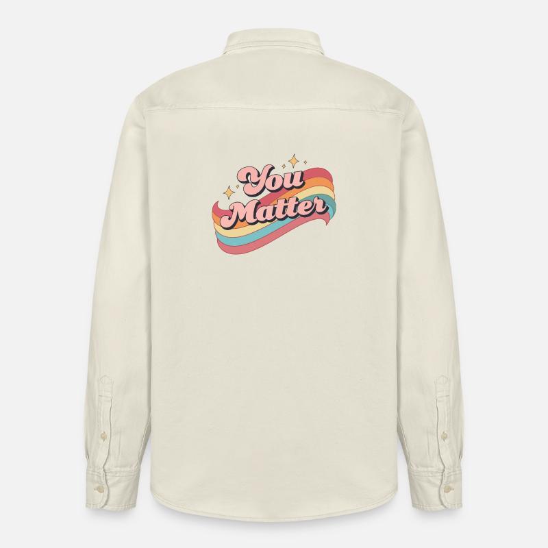 You Matter rétro arc en ciel - Chemise unisexe coupe décontractée bio Stanley/Stella - écru doux