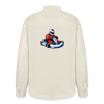 Illustration de pilote de karting - Chemise unisexe coupe décontractée bio Stanley/Stella - écru doux - Dos - AI Model Male 178 light (178cm)