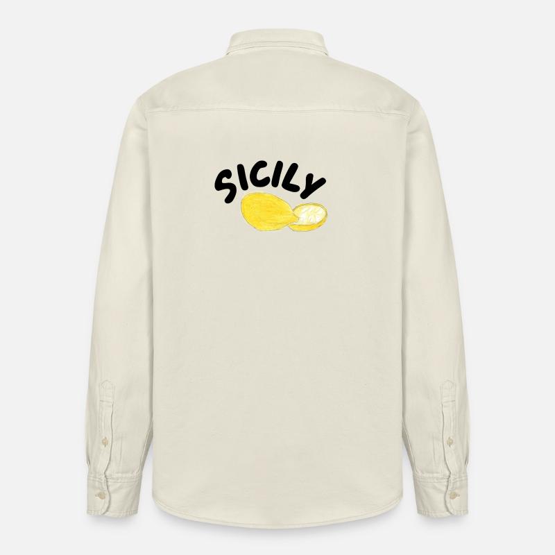 Illustration des citrons de Sicile - Sicile - Chemise unisexe coupe décontractée bio Stanley/Stella - écru doux