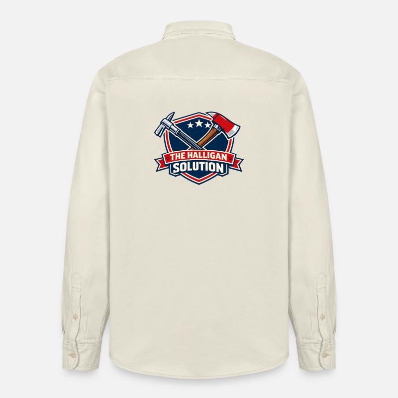 Halligan Solution Shield Graphic - Relaxed Fit Unisex Organic Shirt by Stanley/Stella - soft Ecru