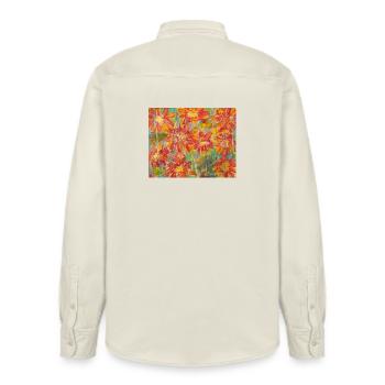 Lebendige Blumenwiese im Impressionstil - Relaxed Fit Unisex Organic Hemd von Stanley/Stella - Natur - Hinten - AI Model Male 178 light (178cm)