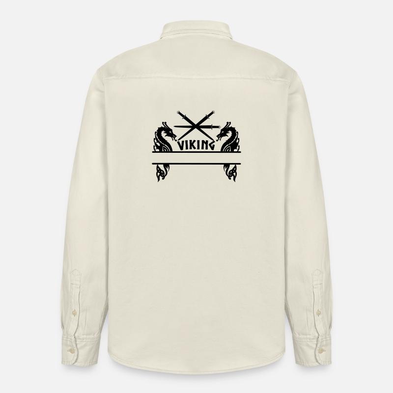 Wikinger Drei Schwerter Zwei Drachen Wikinger - Relaxed Fit Unisex Organic Hemd von Stanley/Stella - Natur