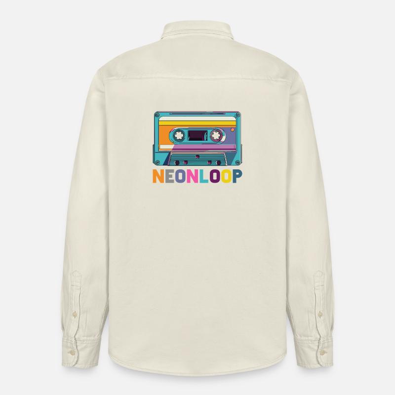 Conception de cassette en boucle néon - Chemise unisexe coupe décontractée bio Stanley/Stella - écru doux
