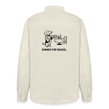 Dinner For Dackel - Relaxed Fit Unisex Organic Hemd von Stanley/Stella - Natur - Hinten - AI Model Male 178 light (178cm)