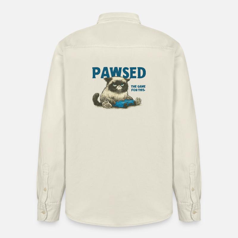 Das Spiel Cat mit Controller PAWSED - Relaxed Fit Unisex Organic Hemd von Stanley/Stella - Natur