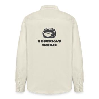 Leberkas Junkie - A dicke Scheim is Pflicht! - Relaxed Fit Unisex Organic Hemd von Stanley/Stella - Natur - Hinten - AI Model Male 178 light (178cm)