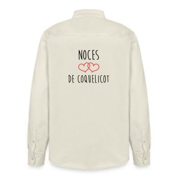 Mohnhochzeit 8 Jahre Ehe - Relaxed Fit Unisex Organic Hemd von Stanley/Stella - Natur - Hinten - AI Model Male 178 light (178cm)