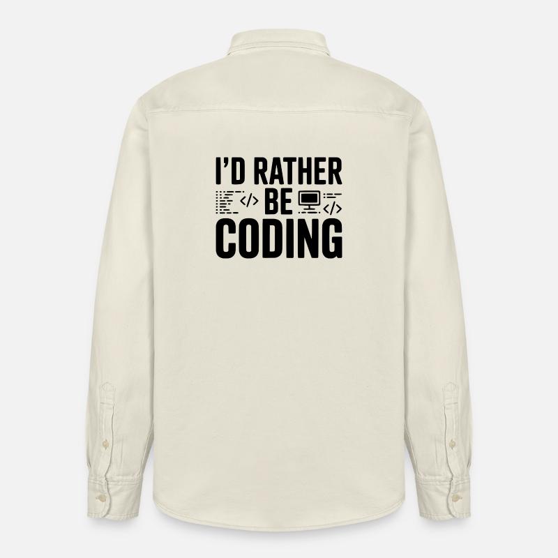 I'd Rather Be Coding - Relaxed Fit Unisex Organic Shirt by Stanley/Stella - soft Ecru