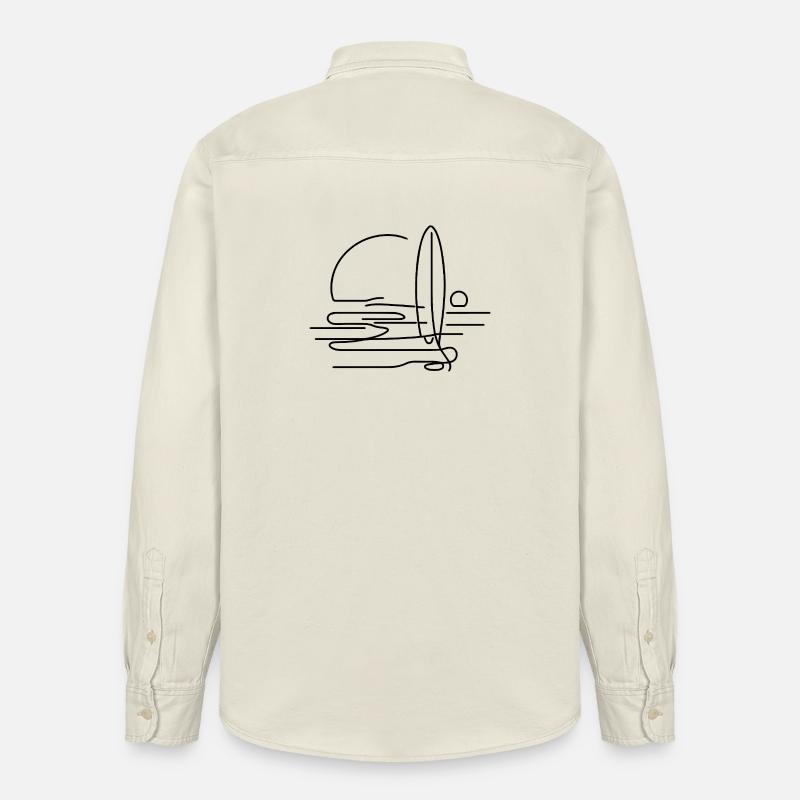 Croquis de surf - Chemise unisexe coupe décontractée bio Stanley/Stella - écru doux
