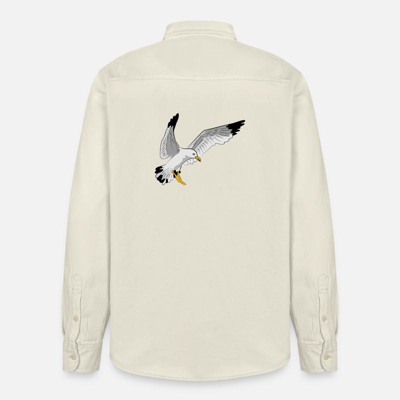 Stilvolle Seevogel Silhouette einer Möwe - Relaxed Fit Unisex Organic Hemd von Stanley/Stella - Natur