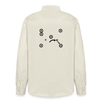 Soccer Tactics Coach Strategy Vector - Relaxed Fit Unisex Organic Shirt by Stanley/Stella - soft Ecru - Back - AI Model Male 178 light (178cm)