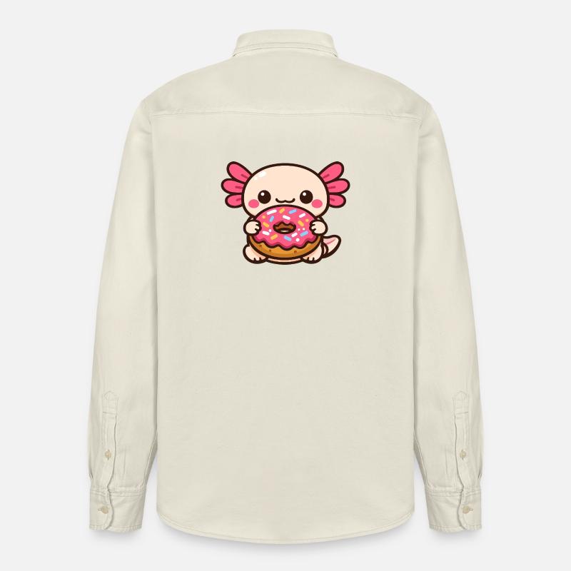 Axolotl Kawaii Donut avec des vermicelles - Chemise unisexe coupe décontractée bio Stanley/Stella - écru doux