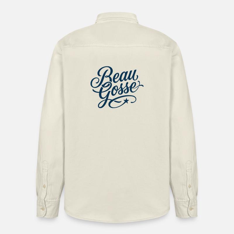 Beau Gosse Script Bleu - Chemise unisexe coupe décontractée bio Stanley/Stella - écru doux