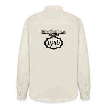 Beste Erfindung des Jahres 1948 Geschenk - Relaxed Fit Unisex Organic Hemd von Stanley/Stella - Natur - Hinten - AI Model Male 178 light (178cm)