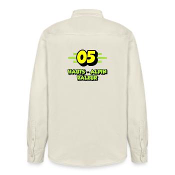 High Alpine Complainer - Relaxed Fit Unisex Organic Shirt by Stanley/Stella - soft Ecru - Back - AI Model Male 178 light (178cm)