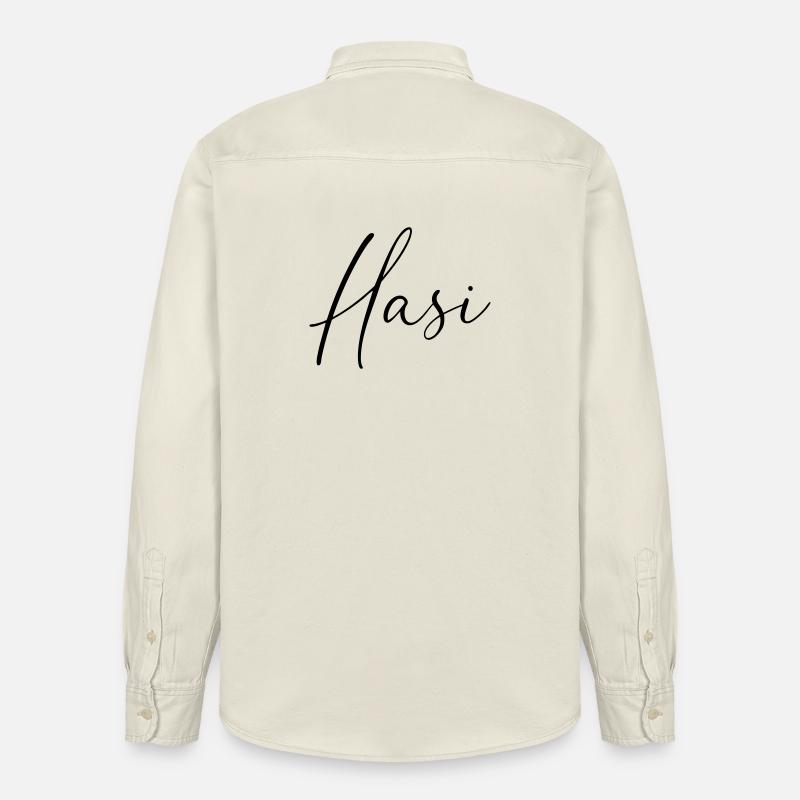 Hasi / Conception de l’écriture manuscrite - Chemise unisexe coupe décontractée bio Stanley/Stella - écru doux