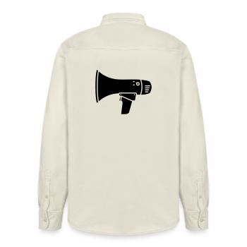 Megaphone loud demo ultras - Relaxed Fit Unisex Organic Shirt by Stanley/Stella - soft Ecru - Back - AI Model Male 178 light (178cm)