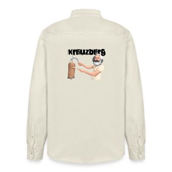 Kreuzberg Döner Marx - Relaxed Fit Unisex Organic Shirt by Stanley/Stella - soft Ecru - Back - AI Model Male 178 light (178cm)