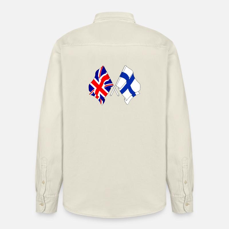 Drapeau Angleterre, drapeau Finlande - Chemise unisexe coupe décontractée bio Stanley/Stella - écru doux