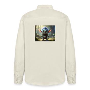 Blue forest troll in the moon forest - Relaxed Fit Unisex Organic Shirt by Stanley/Stella - soft Ecru - Back - AI Model Male 178 light (178cm)