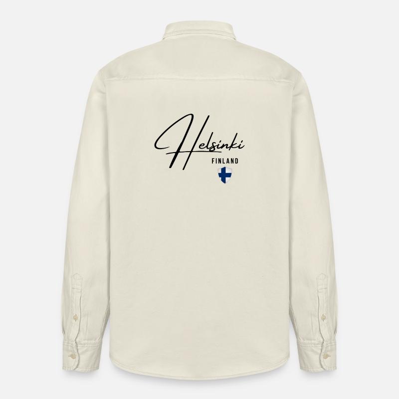 Design élégant Helsinki, j’adore Helsinki - Chemise unisexe coupe décontractée bio Stanley/Stella - écru doux