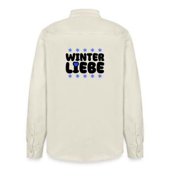 Winter Love Heart - Relaxed Fit Unisex Organic Shirt by Stanley/Stella - soft Ecru - Back - AI Model Male 178 light (178cm)
