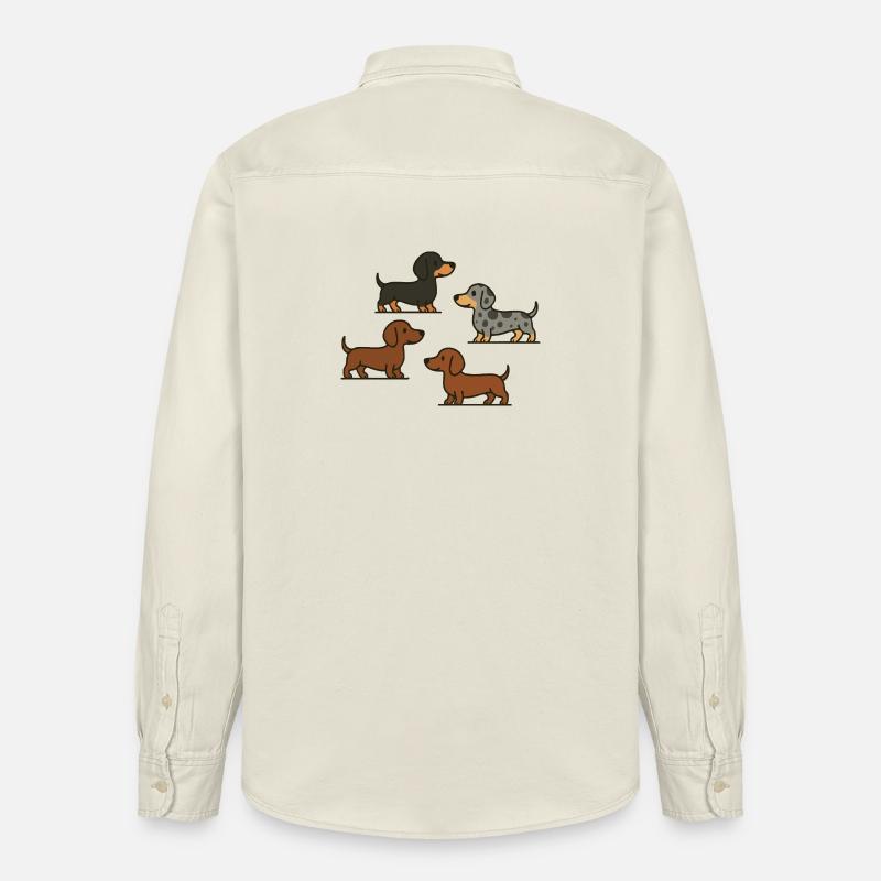 Dachshund Quartett: Spotted & Solid - Relaxed Fit Unisex Organic Hemd von Stanley/Stella - Natur