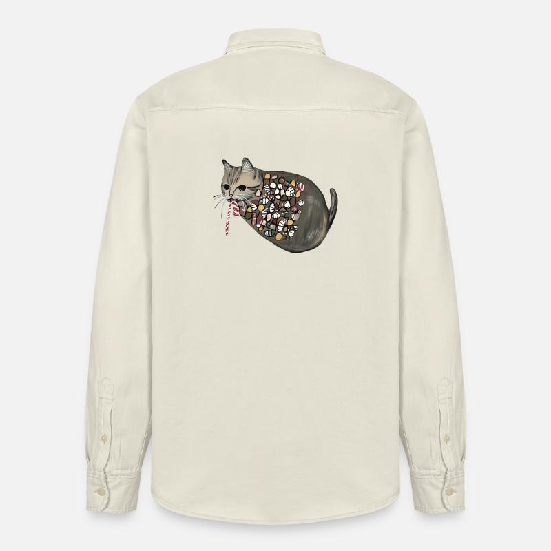 Candy Pattern Candy Cat - Relaxed Fit Unisex Organic Hemd von Stanley/Stella - Natur