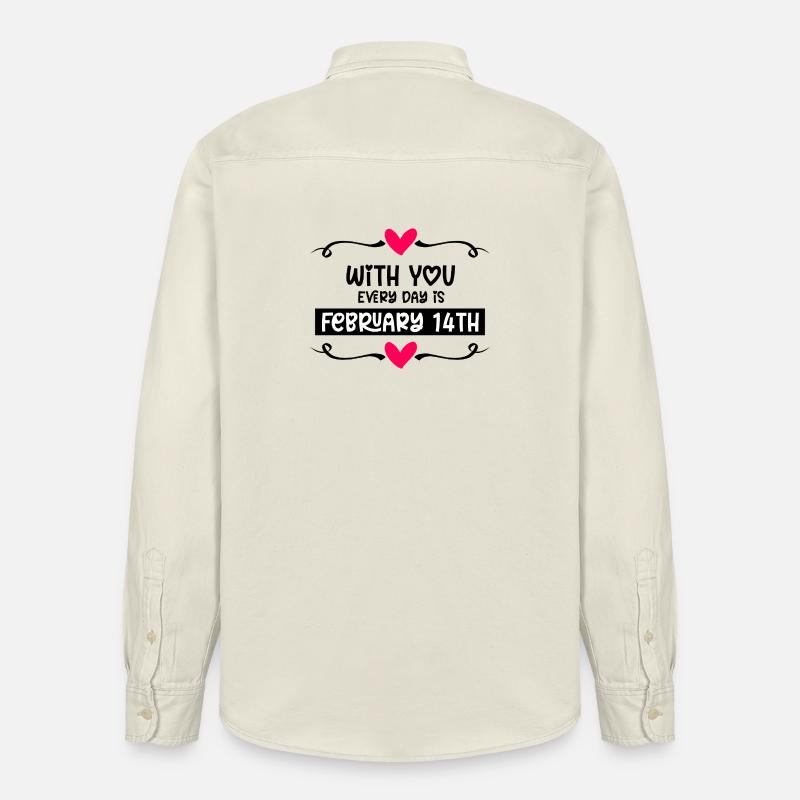 Avec toi, chaque jour c’est la Saint-Valentin - Chemise unisexe coupe décontractée bio Stanley/Stella - écru doux