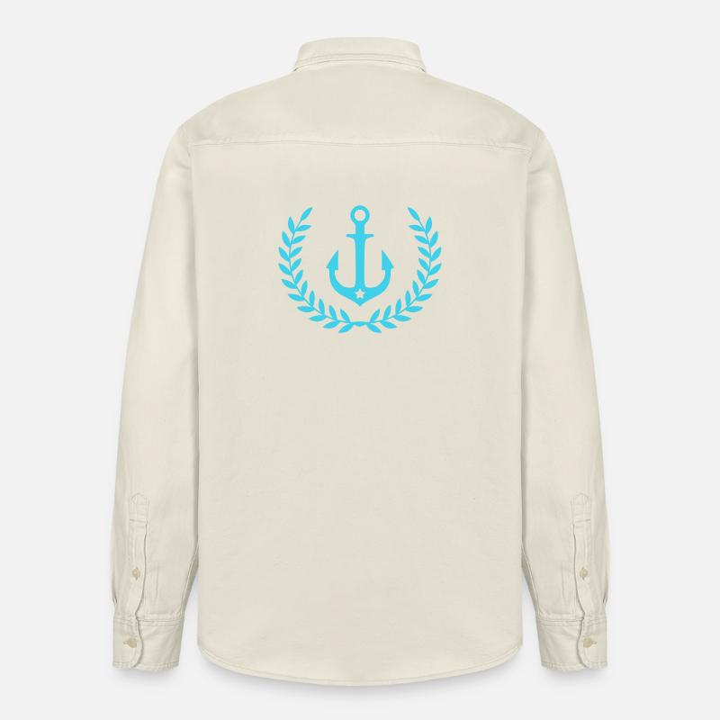 Ankerkrans Nautisk Emblem - Stanley/Stella unisex skjorte afslappet pasform økologisk - blød ecru