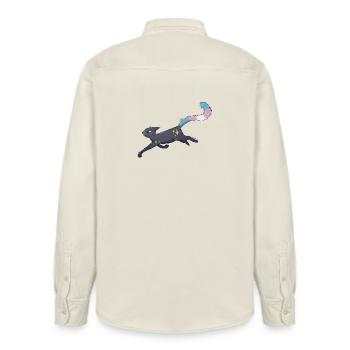 Süße Katze trans pride - Relaxed Fit Unisex Organic Hemd von Stanley/Stella - Natur - Hinten - AI Model Male 178 light (178cm)