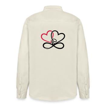 Zwei Herzen Infinite Love Unendliche Liebe - Relaxed Fit Unisex Organic Hemd von Stanley/Stella - Natur - Hinten - AI Model Male 178 light (178cm)