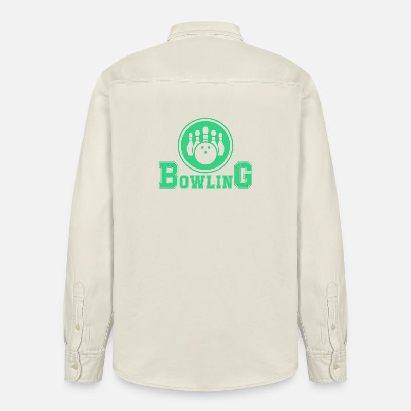 Conception de main de bowling rétro - Chemise unisexe coupe décontractée bio Stanley/Stella - écru doux